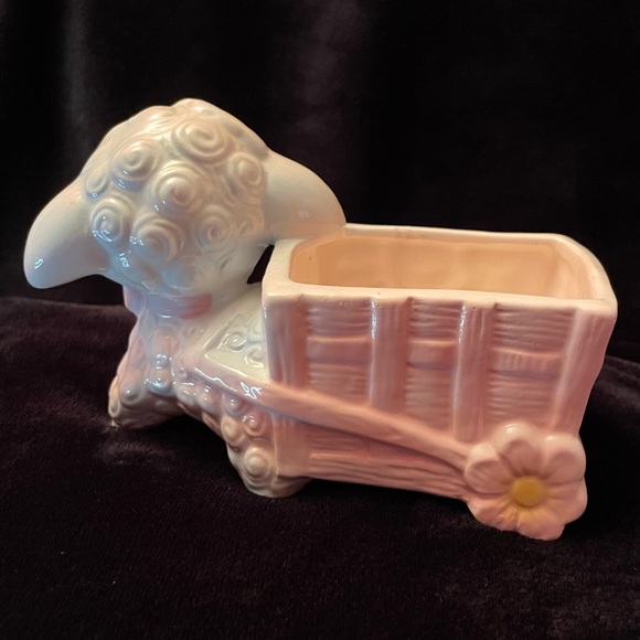 Vintage MCM Rubens Originals Los Angeles Lamb & Cart Planter made in Taiwan 9144 - Picture 5 of 15